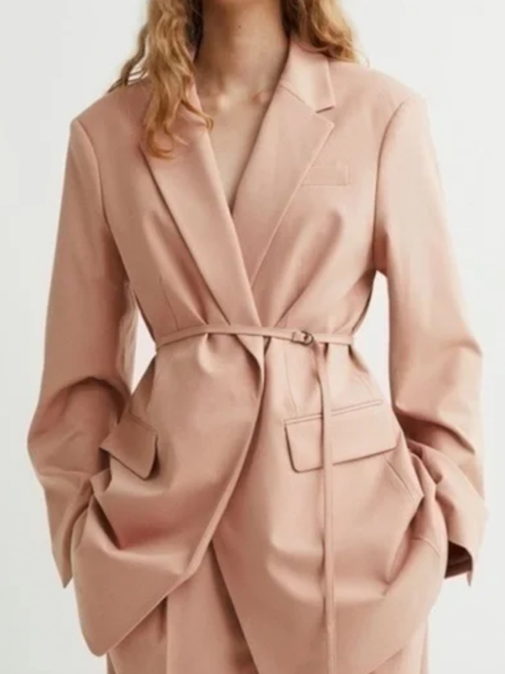 H&M Tailored Belted Blazer Jacket - Blush Pink - Picture 3 of 4